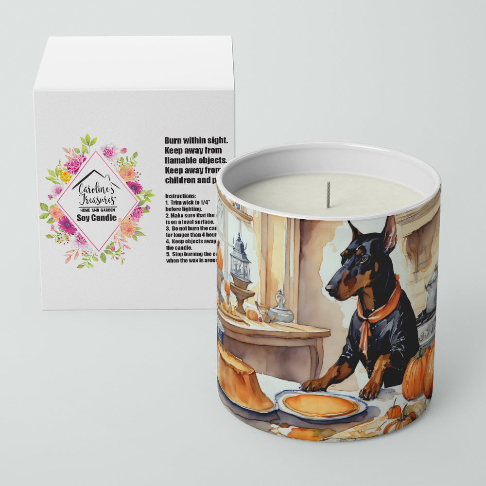 Doberman Pinscher Fall Kitchen Pumpkins Decorative Soy Candle Nature Soy Wax Essential Oil Home Decor Ideal for Bedroom Kitchen Bath Office Gift, 10 oz