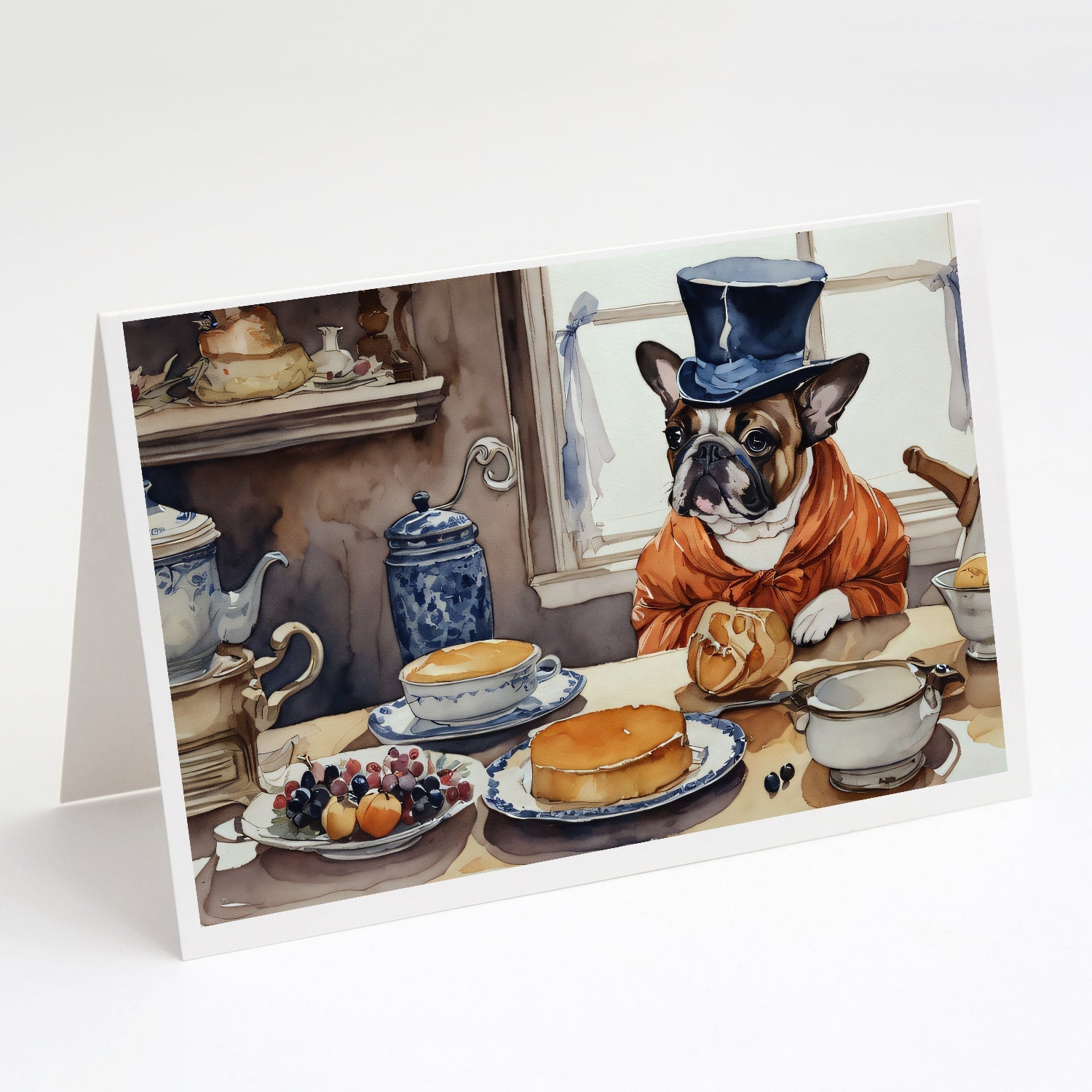 French Bulldog Fall Kitchen Pumpkins Greeting Cards Pack of 8 Blank Cards with Envelopes Whimsical A7 Size 5x7