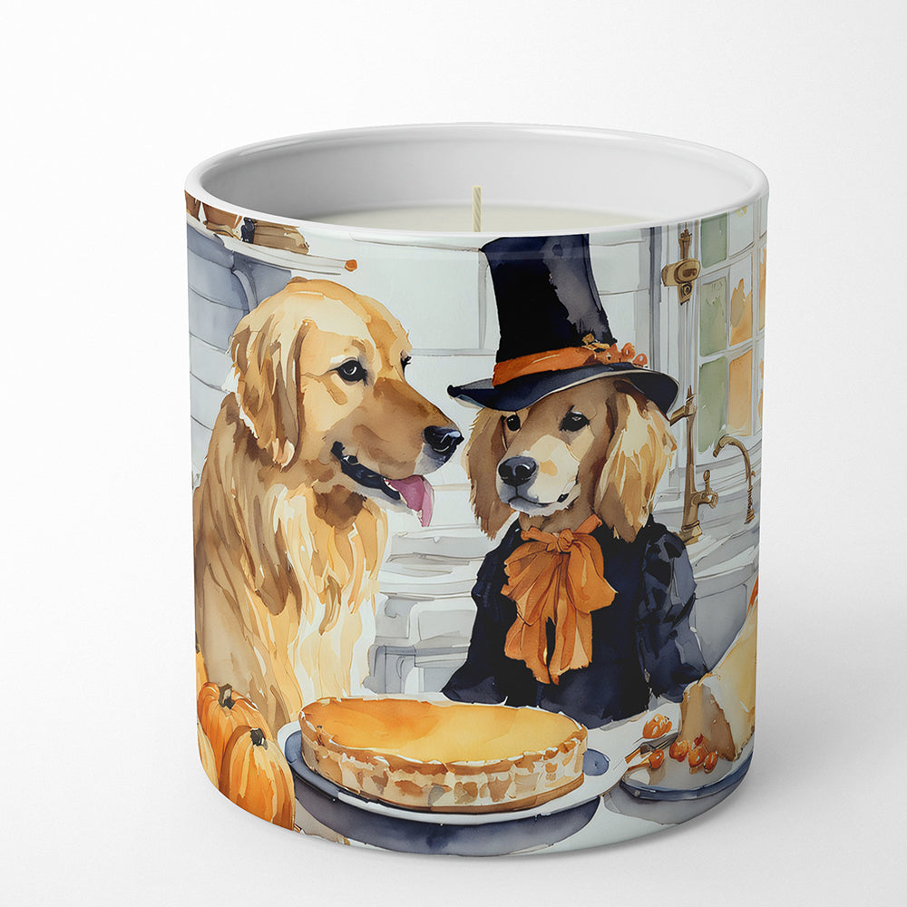 Golden Retriever Fall Kitchen Pumpkins Decorative Soy Candle Nature Soy Wax Essential Oil Home Decor Ideal for Bedroom Kitchen Bath Office Gift, 10 oz