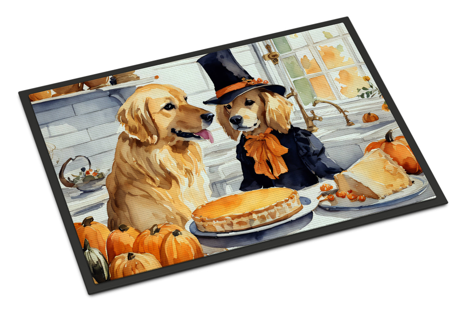 Golden Retriever Fall Kitchen Pumpkins Doormat Indoor Outdoor 24H X 36W Front Door Mat Rugs for Entryway, Non Slip Washable Low Pile,