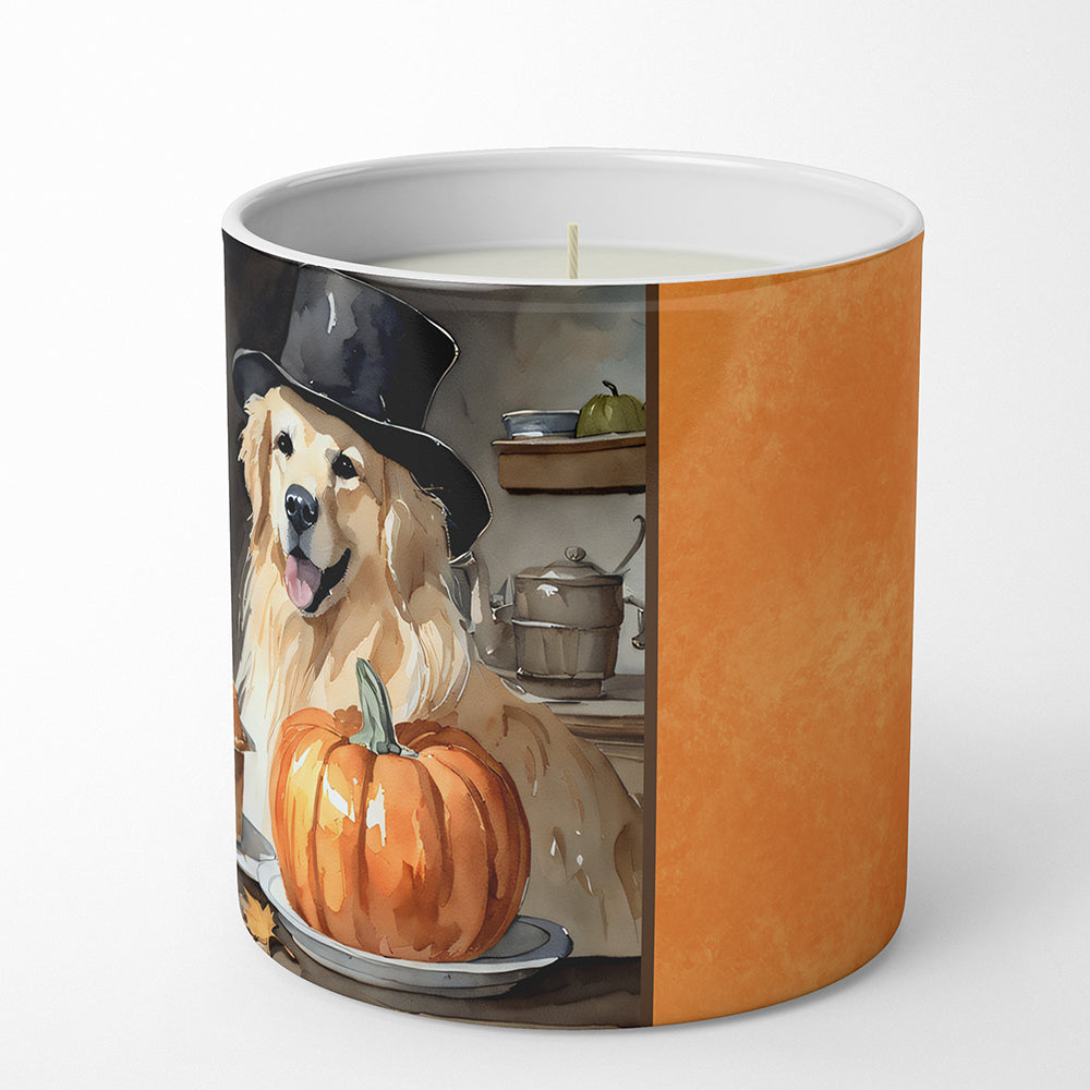 Golden Retriever Fall Kitchen Pumpkins Decorative Soy Candle Nature Soy Wax Essential Oil Home Decor Ideal for Bedroom Kitchen Bath Office Gift, 10 oz
