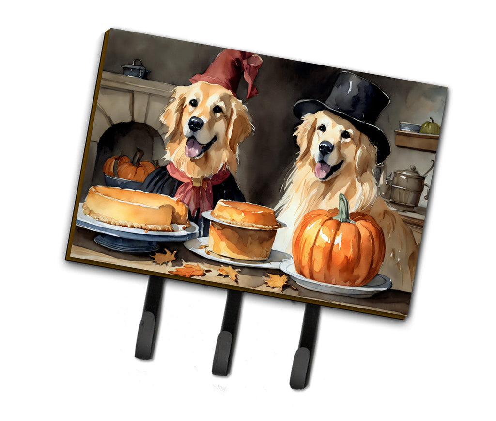 Golden Retriever Fall Kitchen Pumpkins Leash or Key Holder Wall Hooks, Coat Rack Wall Mount, for Hanging Keys, Towels, Aprons, Leashes