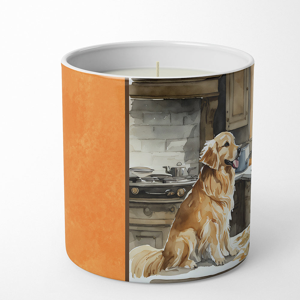 Golden Retriever Fall Kitchen Pumpkins Decorative Soy Candle Nature Soy Wax Essential Oil Home Decor Ideal for Bedroom Kitchen Bath Office Gift, 10 oz