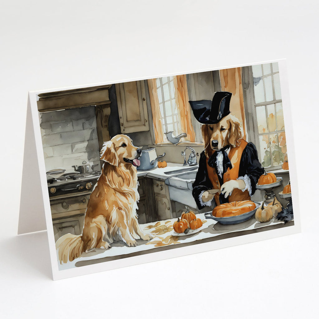 Golden Retriever Fall Kitchen Pumpkins Greeting Cards Pack of 8 Blank Cards with Envelopes Whimsical A7 Size 5x7