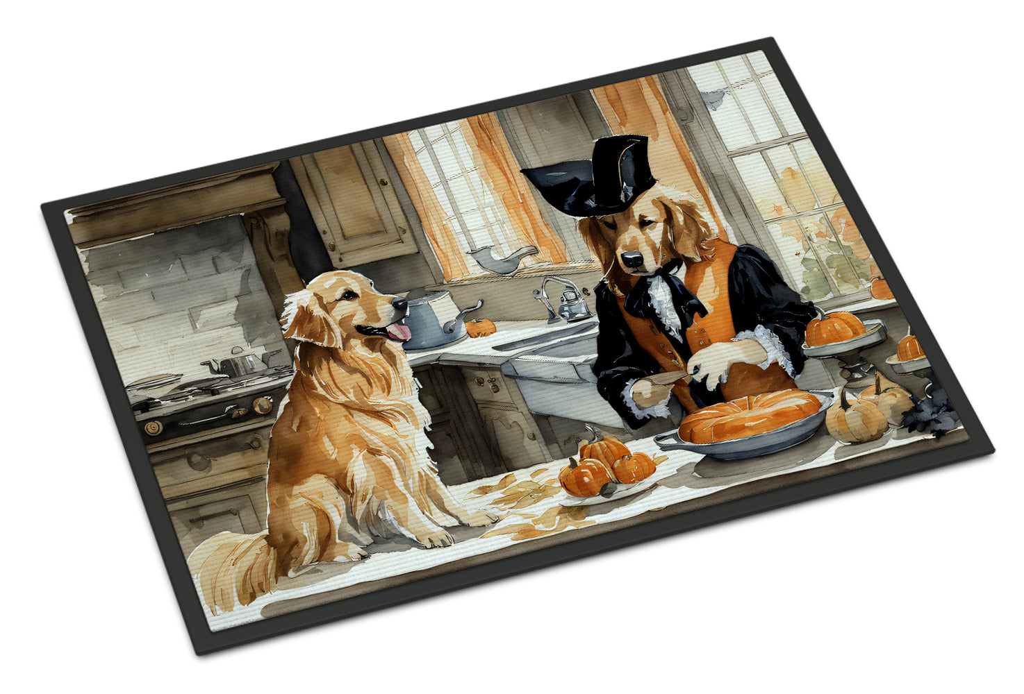 Golden Retriever Fall Kitchen Pumpkins Doormat Indoor Outdoor 24H X 36W Front Door Mat Rugs for Entryway, Non Slip Washable Low Pile,