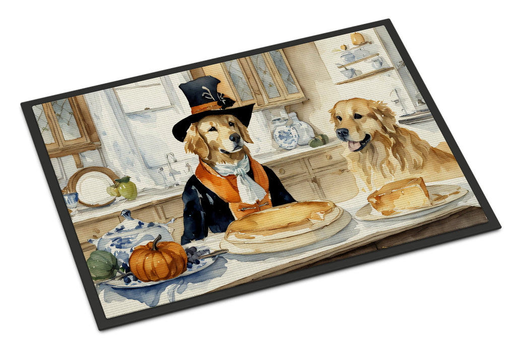 Golden Retriever Fall Kitchen Pumpkins Doormat Indoor Outdoor 18H X 27W Front Door Mat Rugs for Entryway, Non Slip Washable