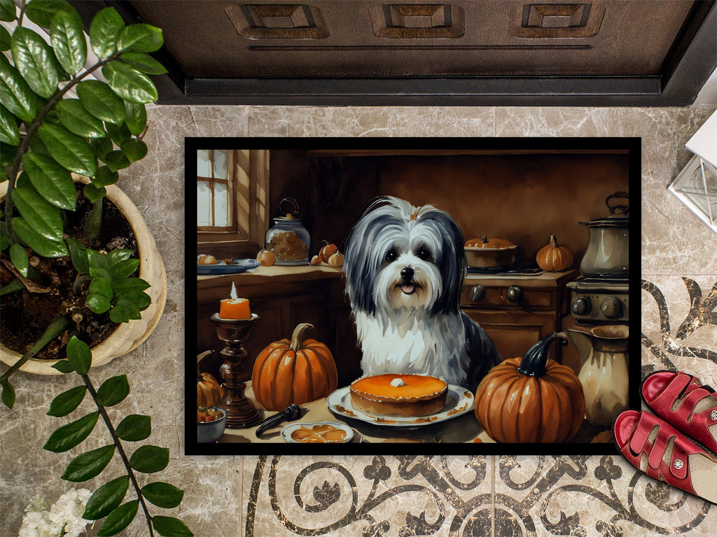 Havanese Fall Kitchen Pumpkins Doormat Indoor Outdoor 18H X 27W Front Door Mat Rugs for Entryway, Non Slip Washable