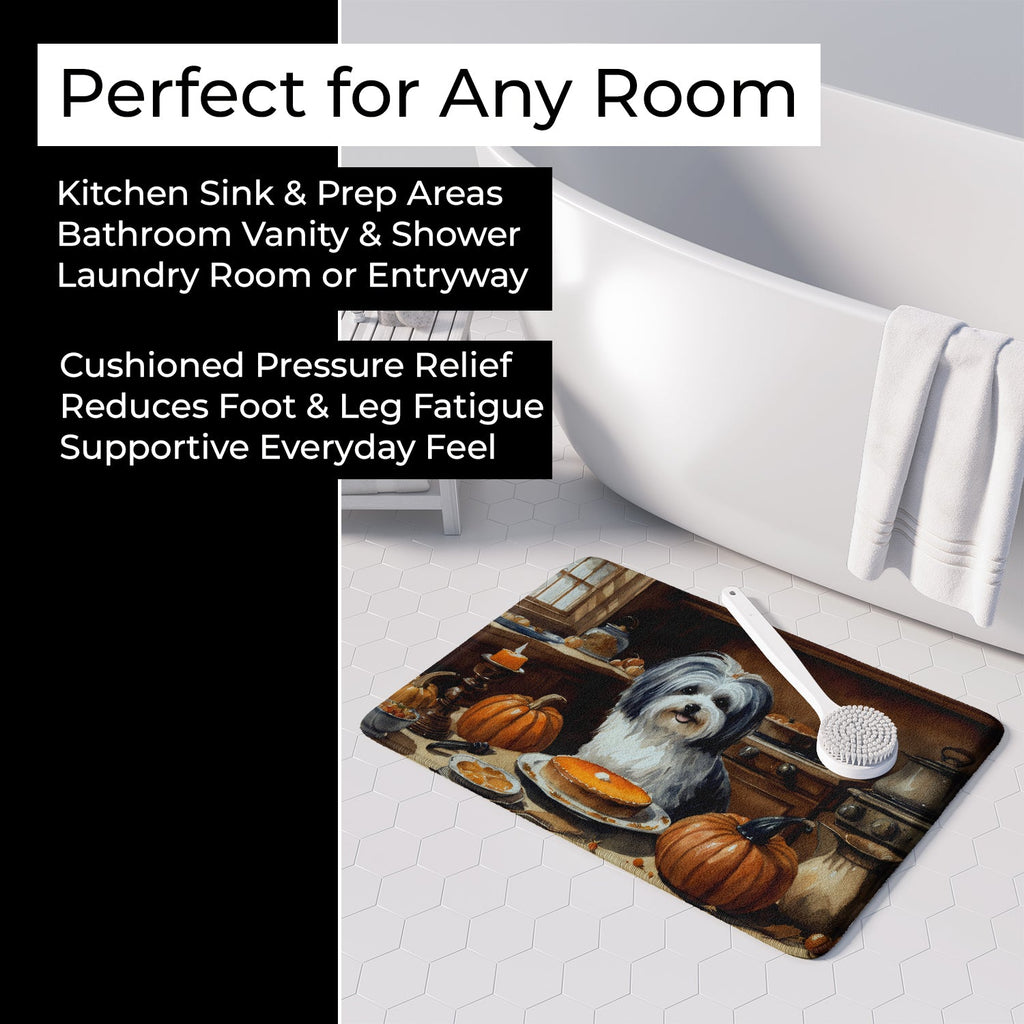 Havanese Fall Kitchen Pumpkins Memory Foam Kitchen Mat Machine Washable Anti-Fatigue Cushion Comfort Bath or Kitchen Rug
