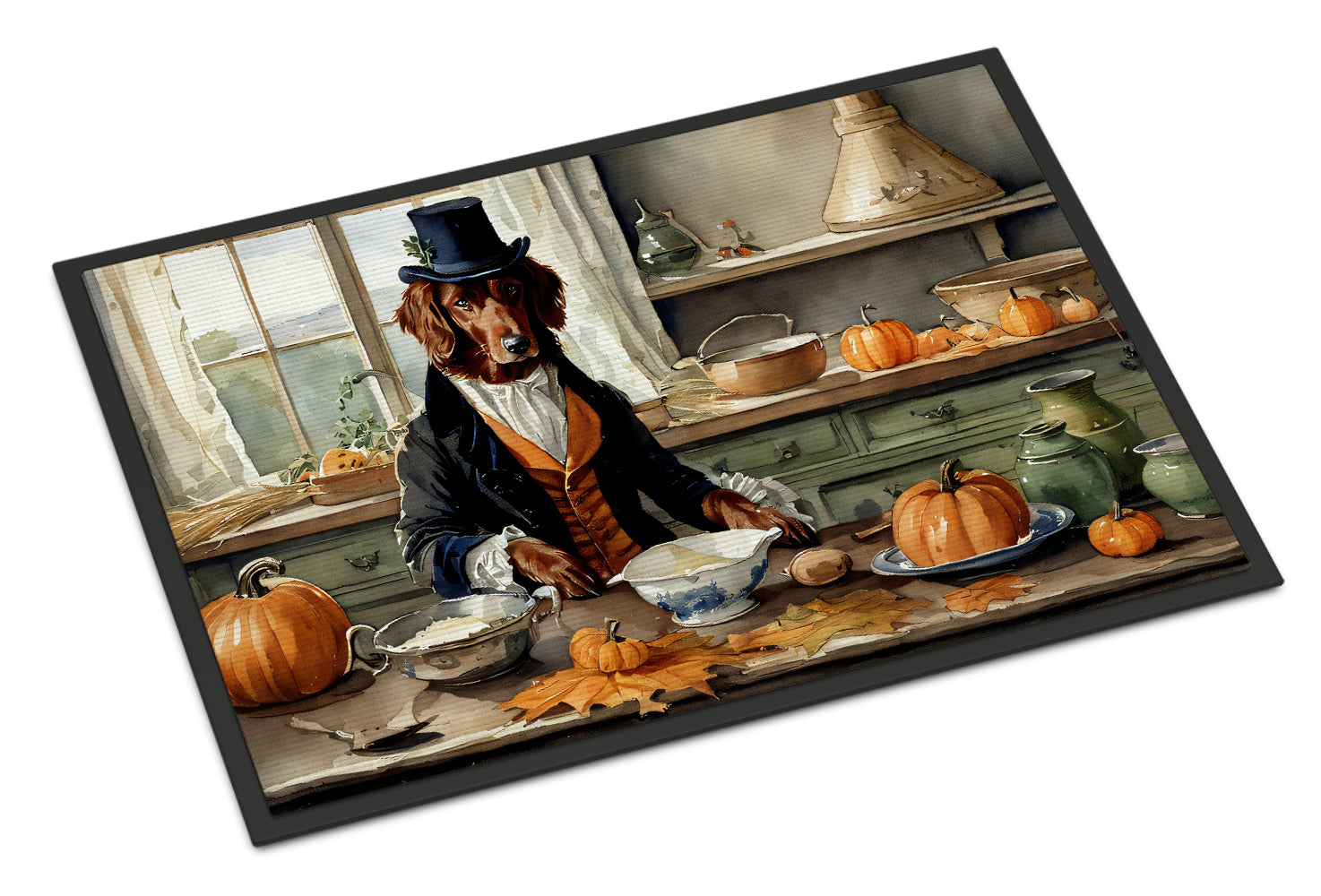 Irish Setter Fall Kitchen Pumpkins Doormat Indoor Outdoor 24H X 36W Front Door Mat Rugs for Entryway, Non Slip Washable Low Pile,
