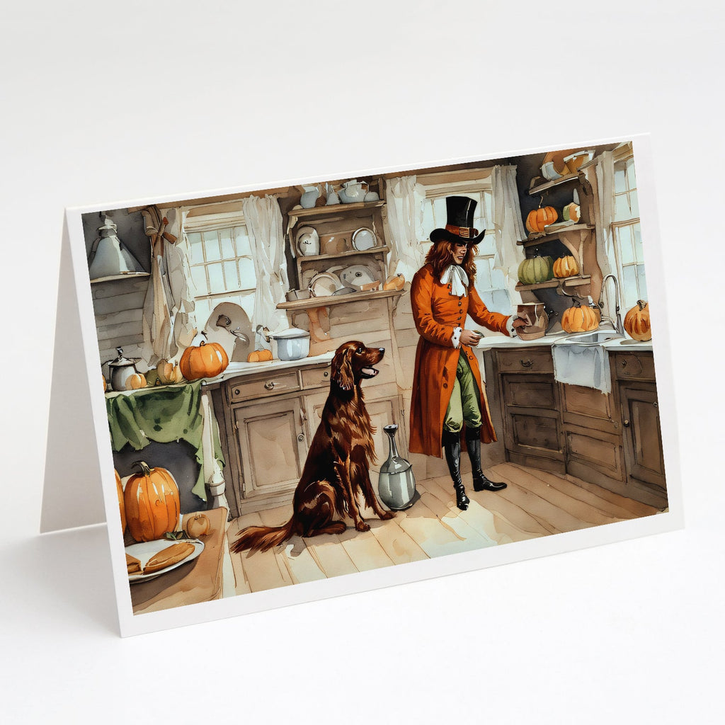 Irish Setter Fall Kitchen Pumpkins Greeting Cards Pack of 8 Blank Cards with Envelopes Whimsical A7 Size 5x7
