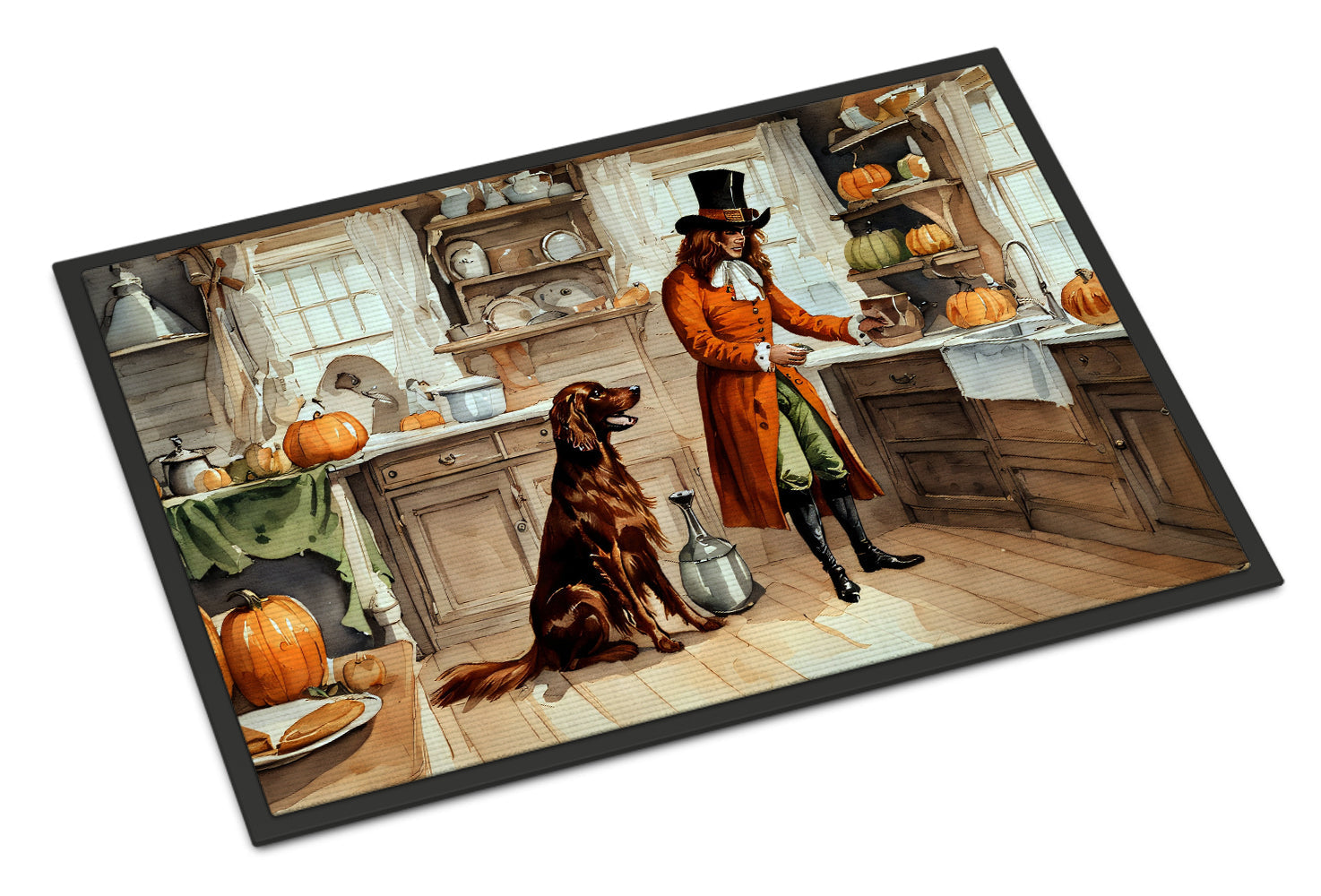 Irish Setter Fall Kitchen Pumpkins Doormat Indoor Outdoor 24H X 36W Front Door Mat Rugs for Entryway, Non Slip Washable Low Pile,