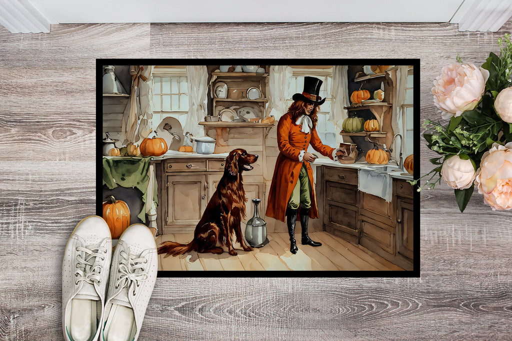 Irish Setter Fall Kitchen Pumpkins Doormat Indoor Outdoor 18H X 27W Front Door Mat Rugs for Entryway, Non Slip Washable