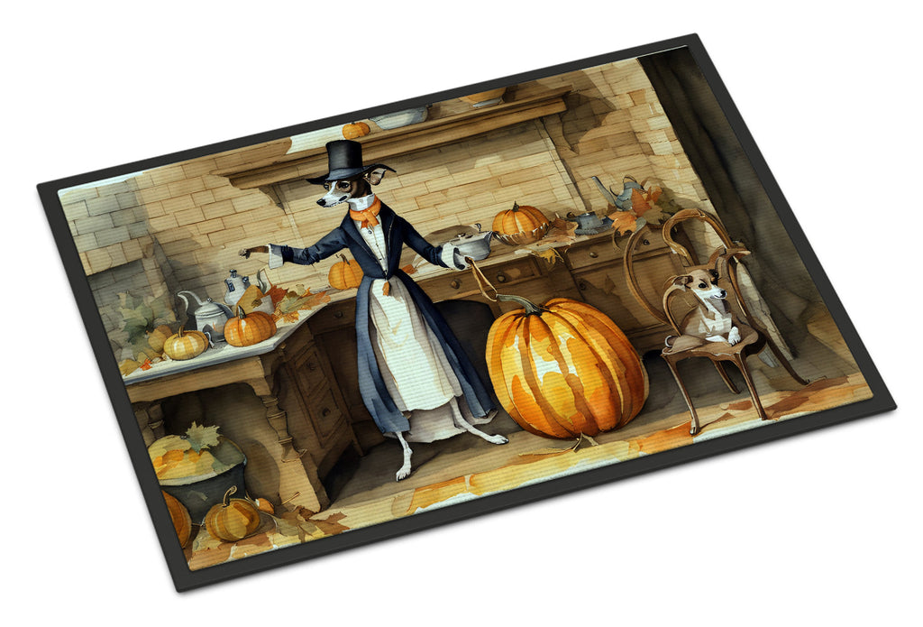 Italian Greyhound Fall Kitchen Pumpkins Doormat Indoor Outdoor 24H X 36W Front Door Mat Rugs for Entryway, Non Slip Washable Low Pile,