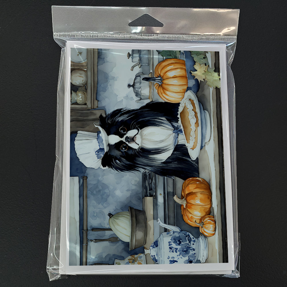 Japanese Chin Fall Kitchen Pumpkins Greeting Cards Pack of 8 Blank Cards with Envelopes Whimsical A7 Size 5x7