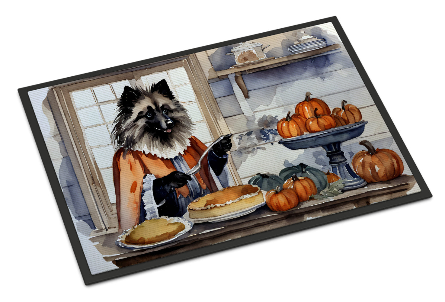 Keeshond Fall Kitchen Pumpkins Doormat Indoor Outdoor 24H X 36W Front Door Mat Rugs for Entryway, Non Slip Washable Low Pile,