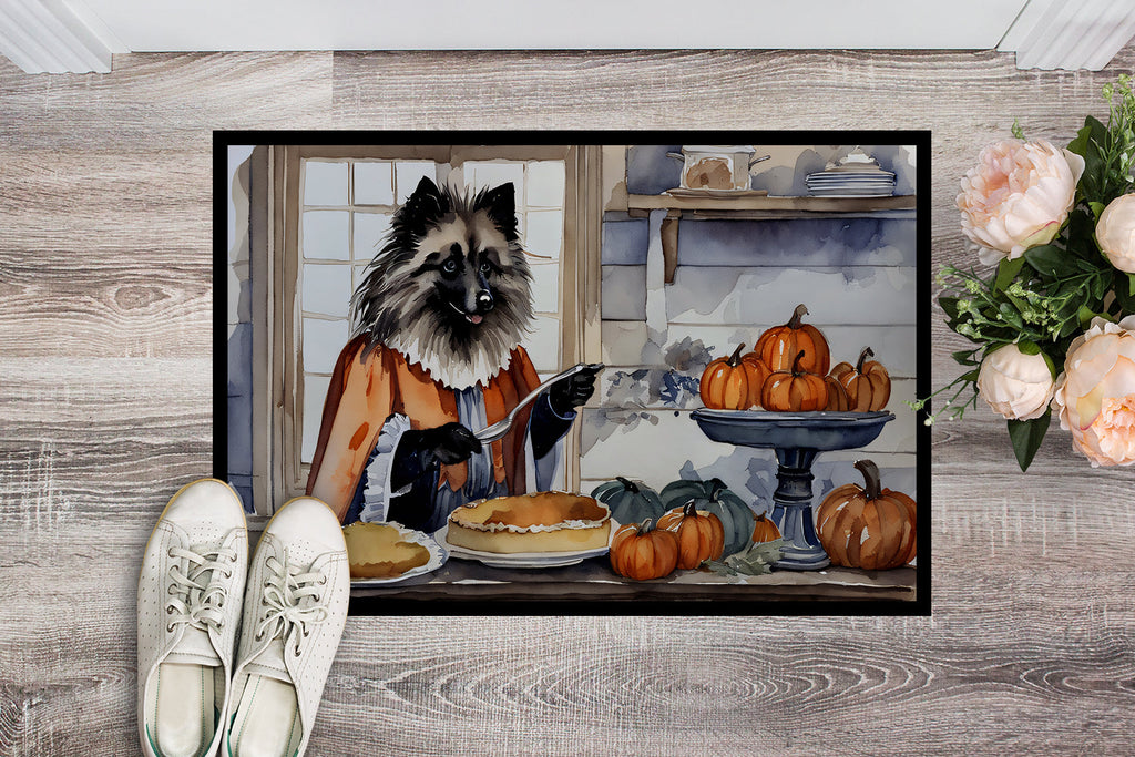 Keeshond Fall Kitchen Pumpkins Doormat Indoor Outdoor 24H X 36W Front Door Mat Rugs for Entryway, Non Slip Washable Low Pile,