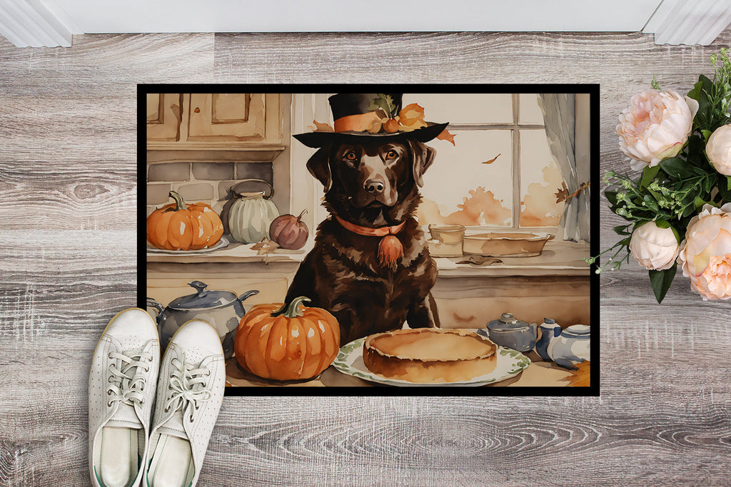 Chocolate Lab Fall Kitchen Pumpkins Doormat Indoor Outdoor 24H X 36W Front Door Mat Rugs for Entryway, Non Slip Washable Low Pile,
