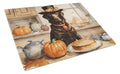 Chocolate Lab Fall Kitchen Pumpkins Cutting Board Tempered Glass Kitchen Cutting Surface, Heat Resistant Chopping, Non-Slip Feet, Food Prep & Serving
