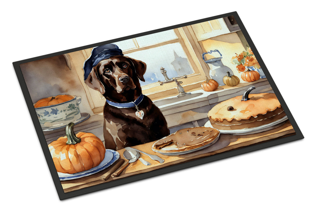 Chocolate Lab Fall Kitchen Pumpkins Doormat Indoor Outdoor 18H X 27W Front Door Mat Rugs for Entryway, Non Slip Washable