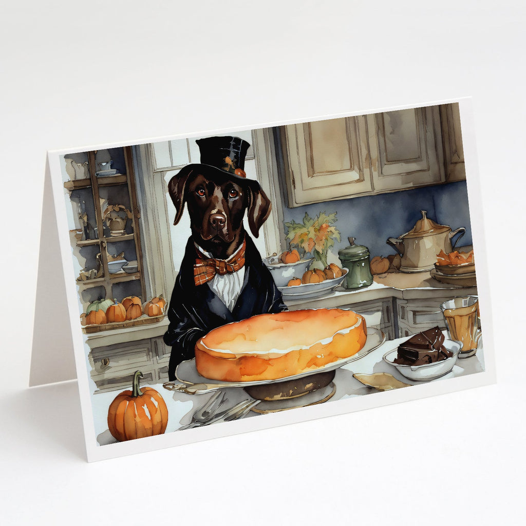 Chocolate Lab Fall Kitchen Pumpkins Greeting Cards Pack of 8 Blank Cards with Envelopes Whimsical A7 Size 5x7