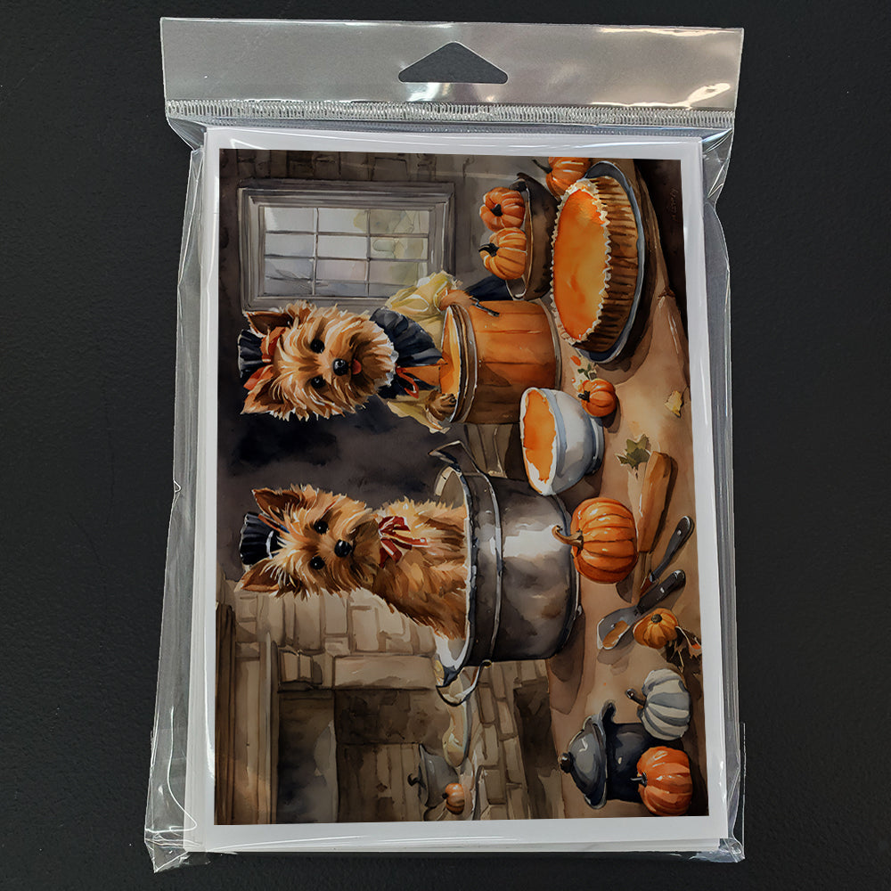 Norwich Terrier Fall Kitchen Pumpkins Greeting Cards Pack of 8 Blank Cards with Envelopes Whimsical A7 Size 5x7