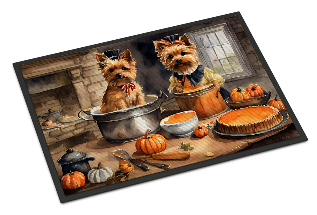 Norwich Terrier Fall Kitchen Pumpkins Doormat Indoor Outdoor 24H X 36W Front Door Mat Rugs for Entryway, Non Slip Washable Low Pile,