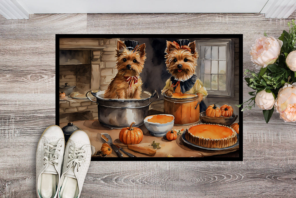 Norwich Terrier Fall Kitchen Pumpkins Doormat Indoor Outdoor 24H X 36W Front Door Mat Rugs for Entryway, Non Slip Washable Low Pile,