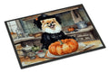 Pomeranian Fall Kitchen Pumpkins Doormat Indoor Outdoor 18H X 27W Front Door Mat Rugs for Entryway, Non Slip Washable