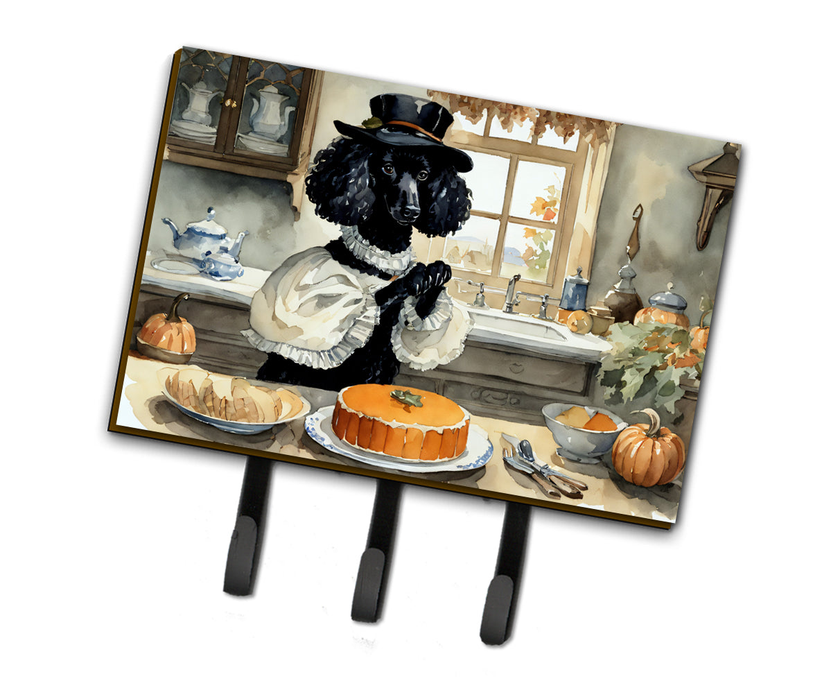 Poodle Fall Kitchen Pumpkins Leash or Key Holder Wall Hooks, Coat Rack Wall Mount, for Hanging Keys, Towels, Aprons, Leashes