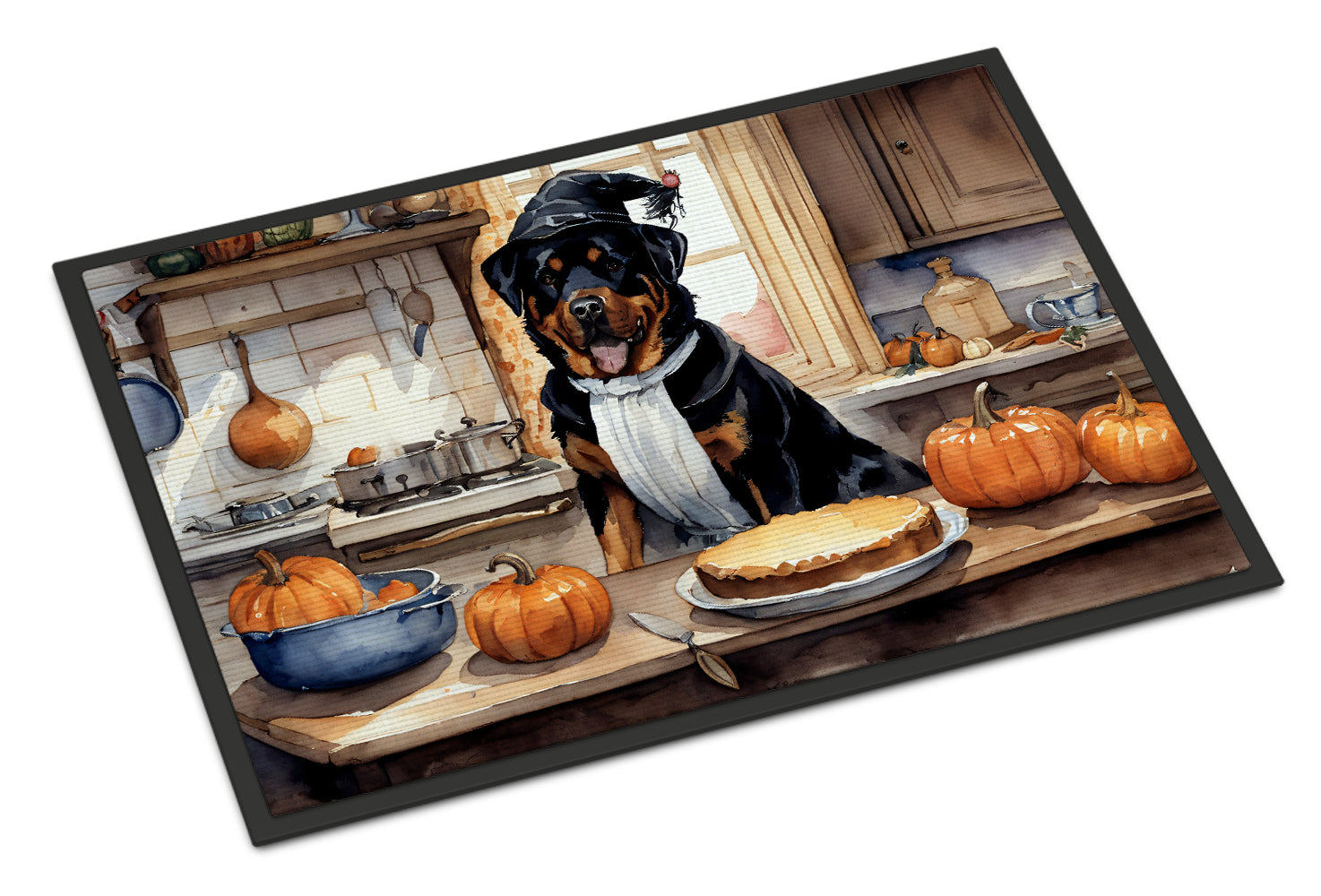Rottweiler Fall Kitchen Pumpkins Doormat Indoor Outdoor 24H X 36W Front Door Mat Rugs for Entryway, Non Slip Washable Low Pile,