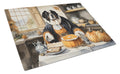 Saint Bernard Fall Kitchen Pumpkins Cutting Board Tempered Glass Kitchen Cutting Surface, Heat Resistant Chopping, Non-Slip Feet, Food Prep & Serving