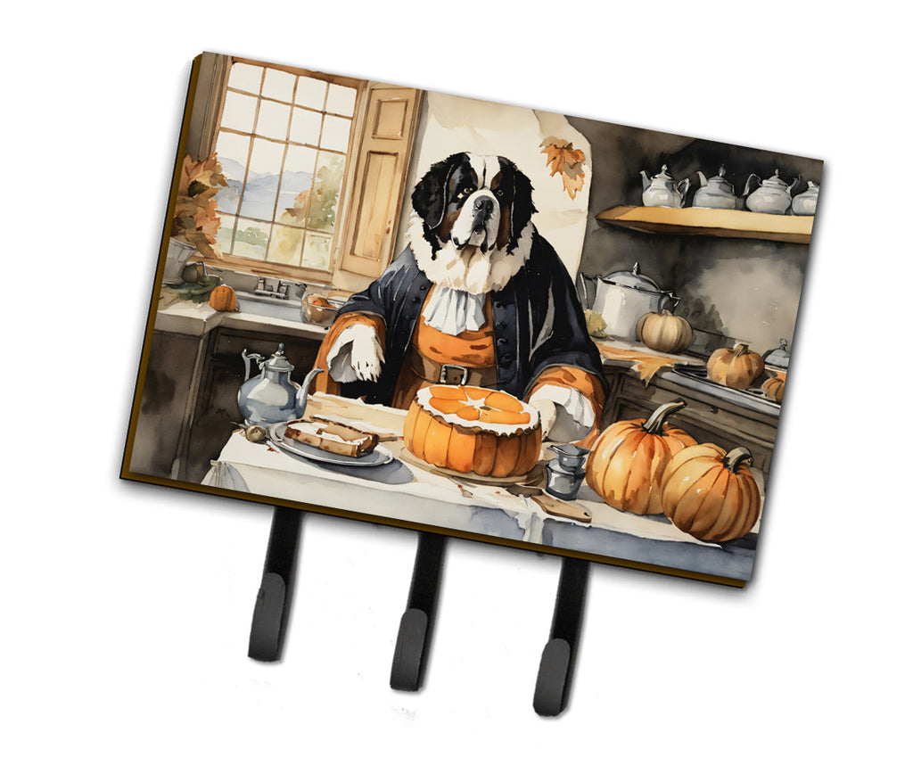 Saint Bernard Fall Kitchen Pumpkins Leash or Key Holder Wall Hooks, Coat Rack Wall Mount, for Hanging Keys, Towels, Aprons, Leashes