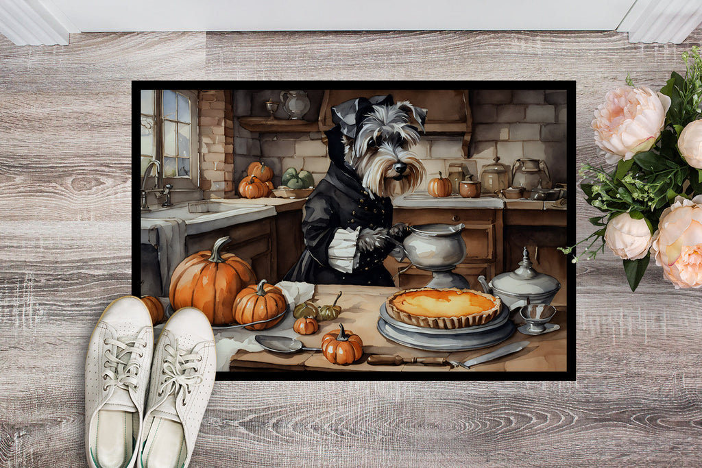 Schnauzer Fall Kitchen Pumpkins Doormat Indoor Outdoor 24H X 36W Front Door Mat Rugs for Entryway, Non Slip Washable Low Pile,