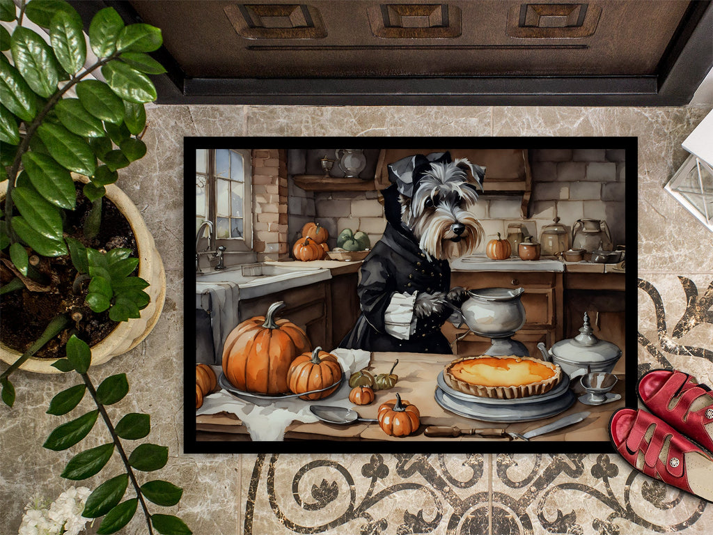 Schnauzer Fall Kitchen Pumpkins Doormat Indoor Outdoor 24H X 36W Front Door Mat Rugs for Entryway, Non Slip Washable Low Pile,