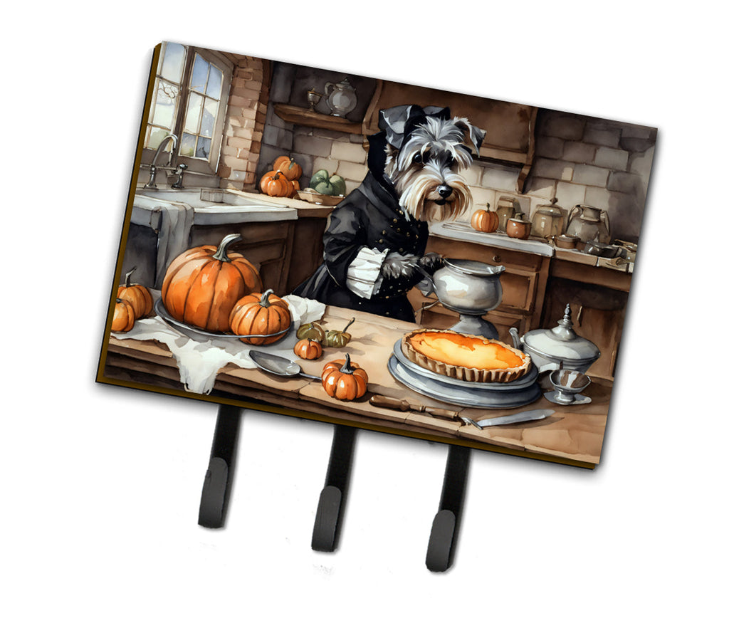 Schnauzer Fall Kitchen Pumpkins Leash or Key Holder Wall Hooks, Coat Rack Wall Mount, for Hanging Keys, Towels, Aprons, Leashes