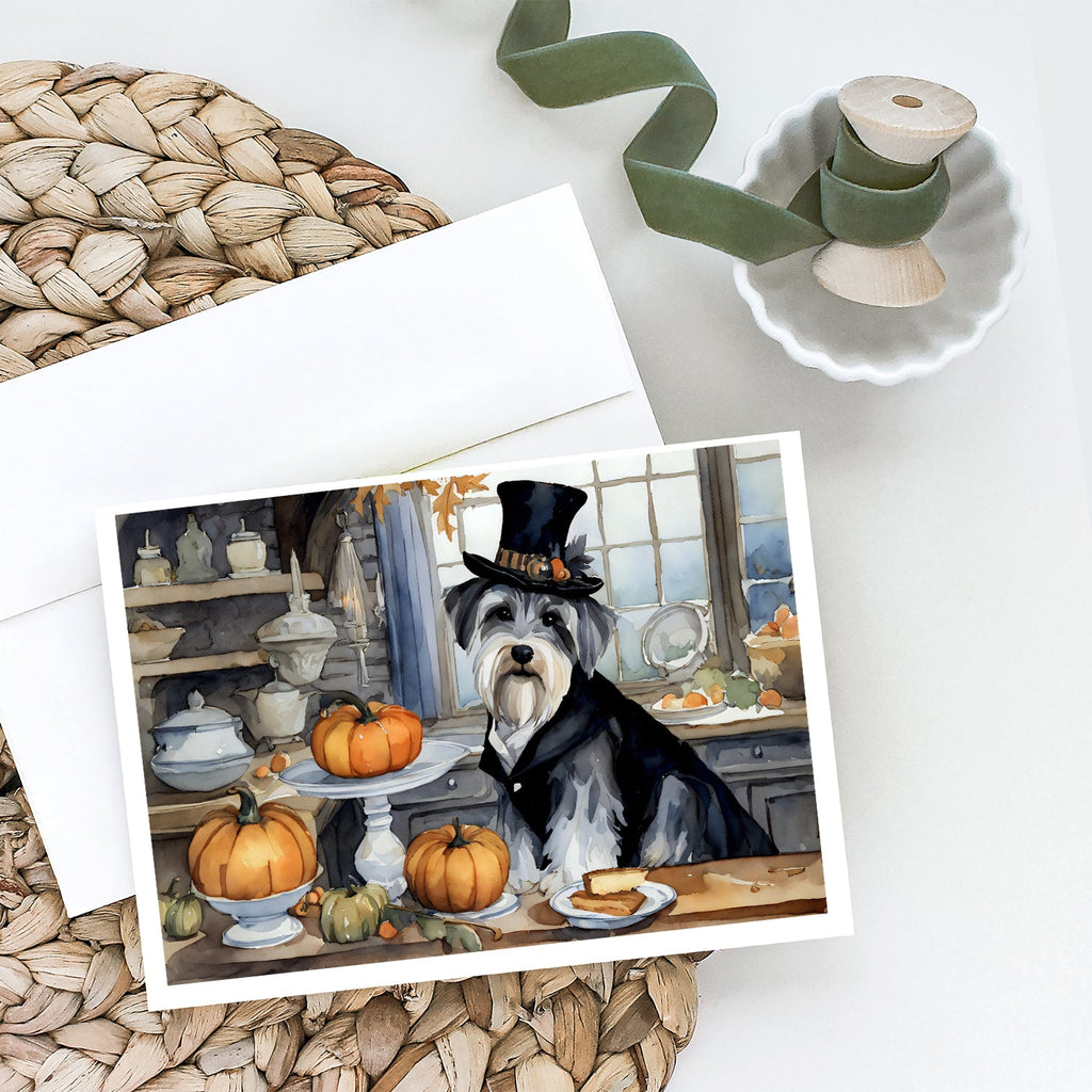 Schnauzer Fall Kitchen Pumpkins Greeting Cards Pack of 8 Blank Cards with Envelopes Whimsical A7 Size 5x7