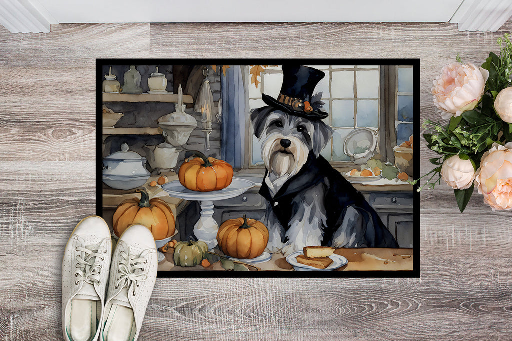 Schnauzer Fall Kitchen Pumpkins Doormat Indoor Outdoor 24H X 36W Front Door Mat Rugs for Entryway, Non Slip Washable Low Pile,
