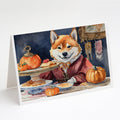 Shiba Inu Fall Kitchen Pumpkins Greeting Cards Pack of 8 Blank Cards with Envelopes Whimsical A7 Size 5x7