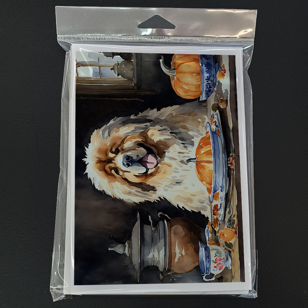 Tibetan Mastiff Fall Kitchen Pumpkins Greeting Cards Pack of 8 Blank Cards with Envelopes Whimsical A7 Size 5x7