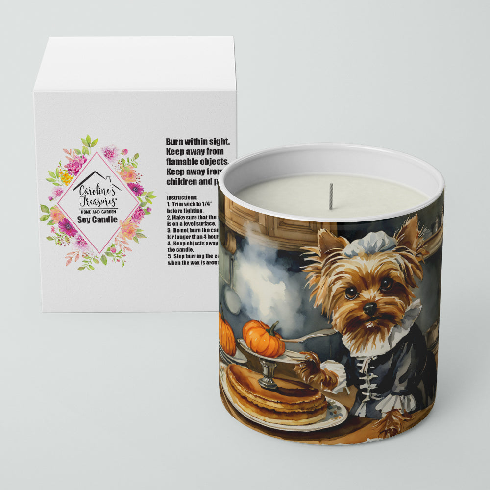 Yorkie Fall Kitchen Pumpkins Decorative Soy Candle Nature Soy Wax Essential Oil Home Decor Ideal for Bedroom Kitchen Bath Office Gift, 10 oz
