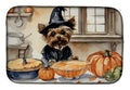 Yorkie Fall Kitchen Pumpkins Dish Drying Mat Absorbent Dish Drying Mat Pad for Kitchen Counter Dish Drainer Mat for Countertop, 14 x 21", Multicolor