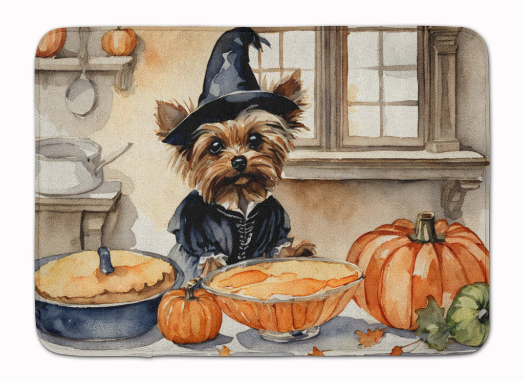 Yorkie Fall Kitchen Pumpkins Memory Foam Kitchen Mat Machine Washable Anti-Fatigue Cushion Comfort Bath or Kitchen Rug