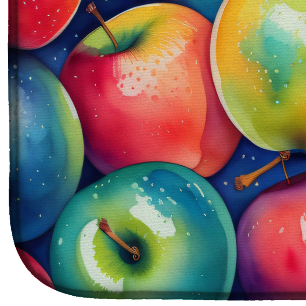 Colorful Apples Dish Drying Mat Absorbent Dish Drying Mat Pad for Kitchen Counter Dish Drainer Mat for Countertop, 14 x 21", Multicolor