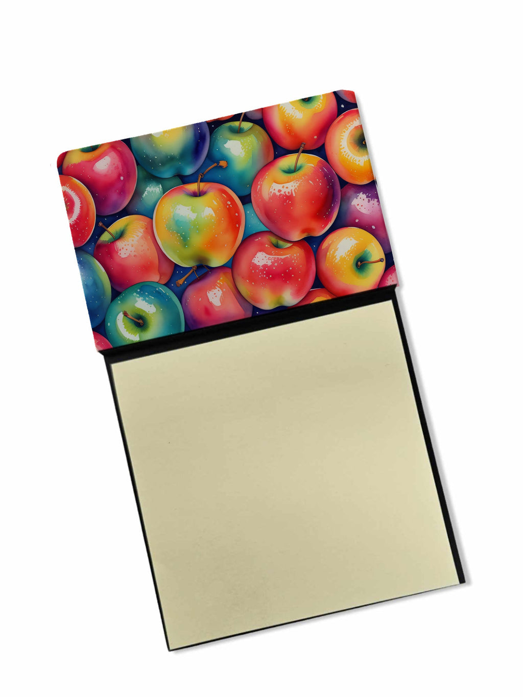 Colorful Apples Watercolor Sticky Note Holder Refillable Dispenser Desk Accessory 3x3 Pad Gift