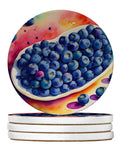 Colorful Blueberries Large Sandstone Coasters Pack of 4 Absorbent Round Coasters Decor Gifts for Men or Women, 4 in, Multicolor