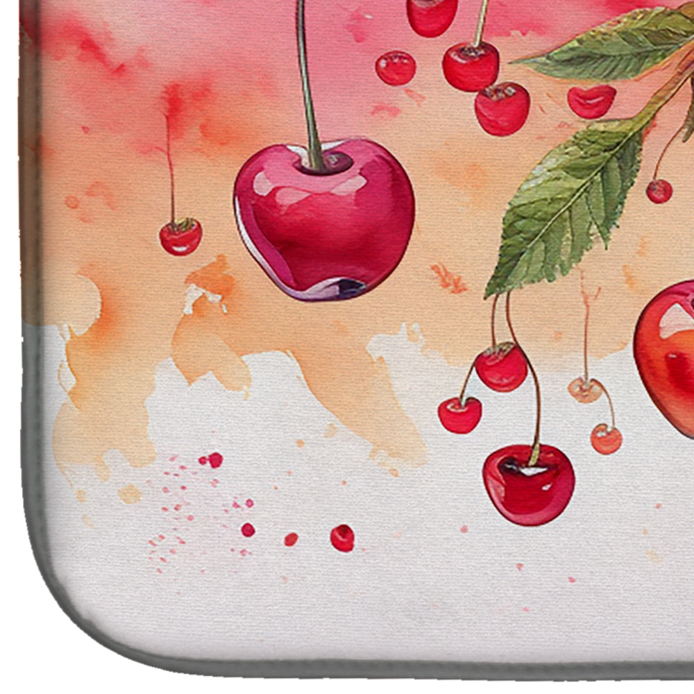 Colorful Cherries Dish Drying Mat Absorbent Dish Drying Mat Pad for Kitchen Counter Dish Drainer Mat for Countertop, 14 x 21", Multicolor