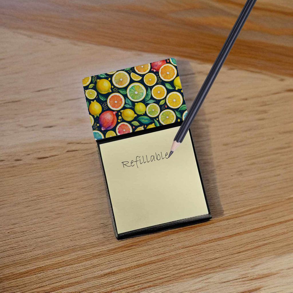 Colorful Lemons Watercolor Sticky Note Holder Refillable Dispenser Desk Accessory 3x3 Pad Gift