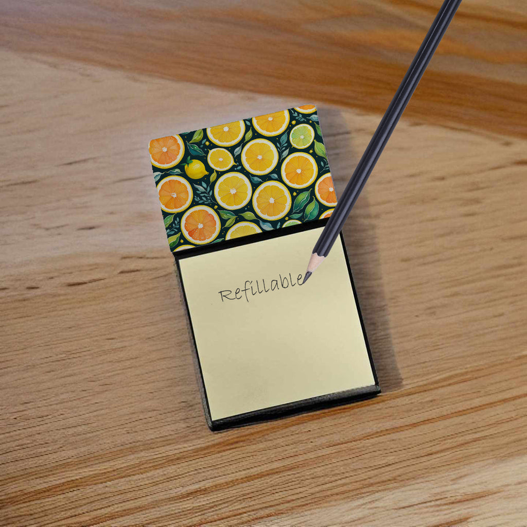Colorful Lemons Watercolor Sticky Note Holder Refillable Dispenser Desk Accessory 3x3 Pad Gift