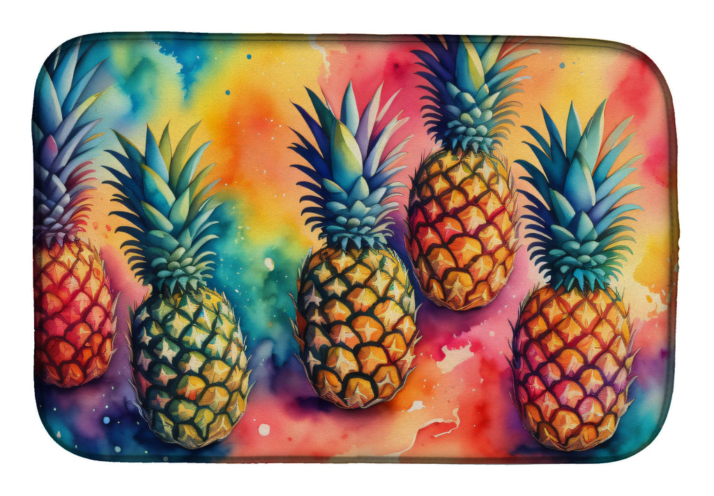 Colorful Pineapples Dish Drying Mat Absorbent Dish Drying Mat Pad for Kitchen Counter Dish Drainer Mat for Countertop, 14 x 21", Multicolor
