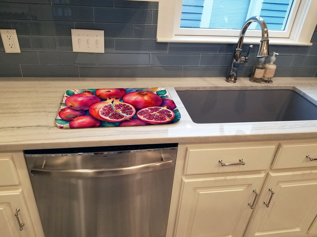 Colorful Pomegranates Dish Drying Mat Absorbent Dish Drying Mat Pad for Kitchen Counter Dish Drainer Mat for Countertop, 14 x 21", Multicolor